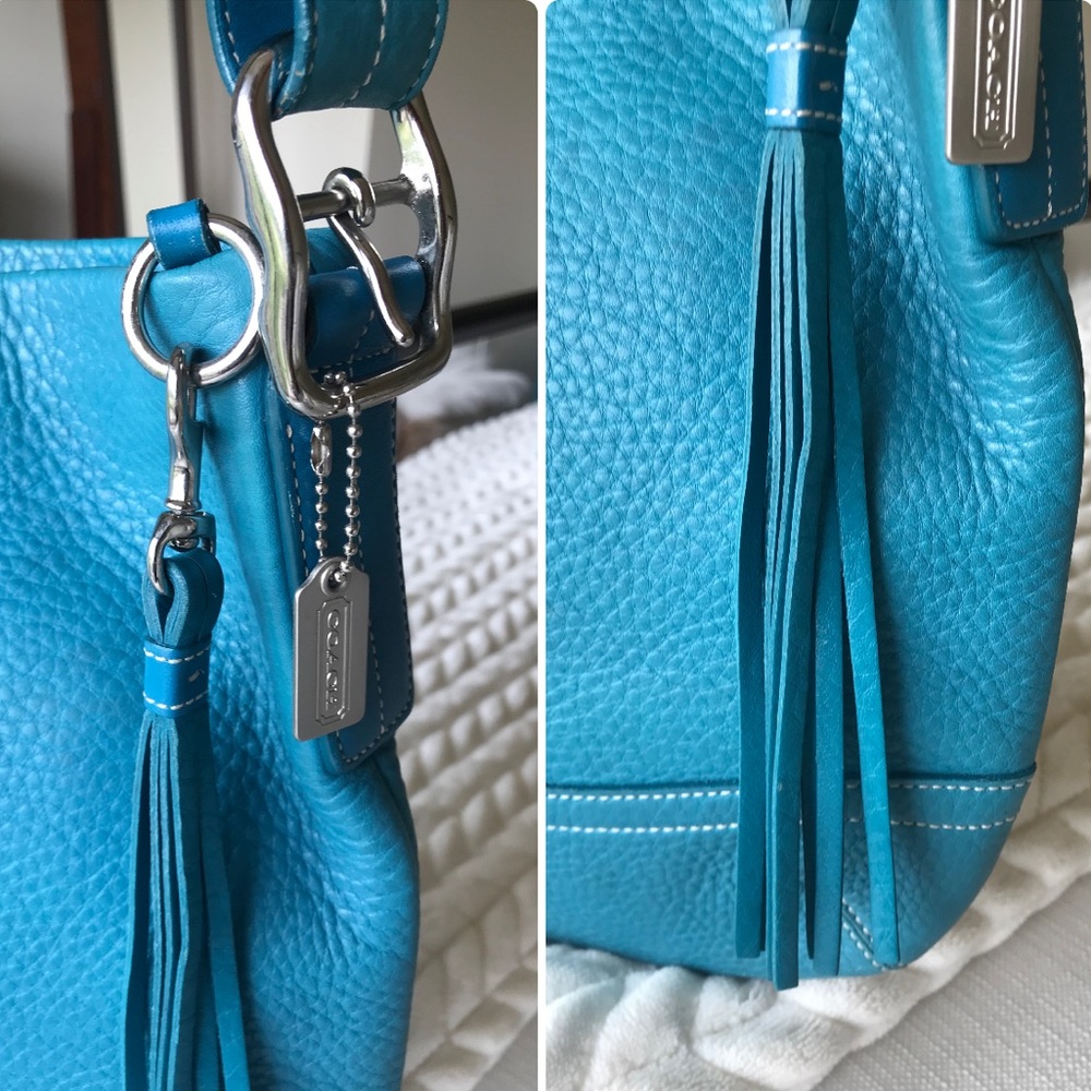 Coach Vintage Legacy Leather Slim Duffle Shoulder Crossbody Purse Blue 1427 Y2K - Picture 4 of 16